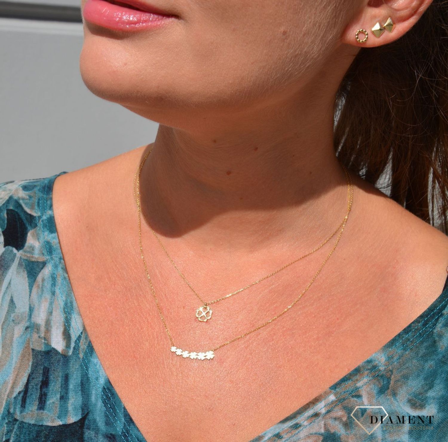 Złoty naszyjnik celebrytka 585 'koniczynka'.jpg